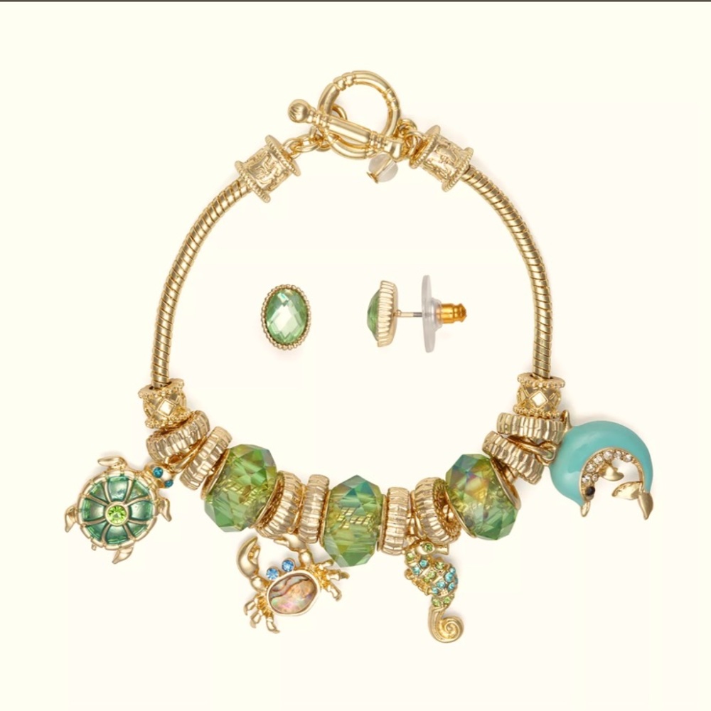 Napier Sea Life Bracelet & Stud Earring Set
